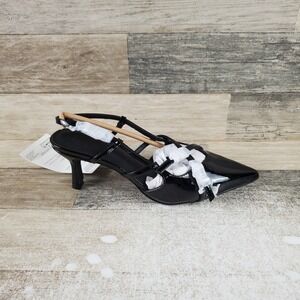 The Drop Gordon Womens Heel Pump Sz 8 Black Buckle Slingback Pointed Toe
